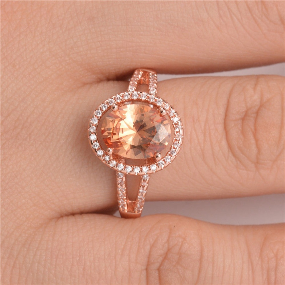 Rose Gold Filled Jewelry Crystal Ring Size 6 - Picture 3 of 3